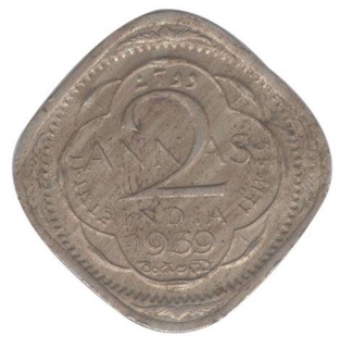 Cupro Nickel Two Annas Coin of King George VI of Bombay Mint of 1939.