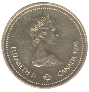 Gold Hundred Dollars Coin of  Elizabeth IIof  Canada of 1976.