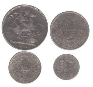 Set of 4 Coins of Victoria of United Kingdom.