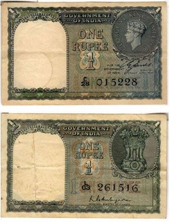 One Rupee Bank Notes of King George VI of Signed by 1st C E  Jones of 1950.