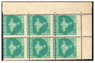 Error Eight Naya Paisa Block of Six of Ashoka WMK MNH of 1957.