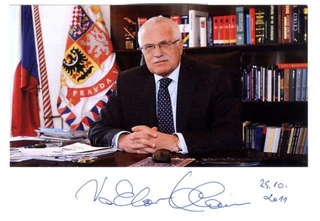 Autograph of  Dr Vaclav Klaus of President of Czech Republic.