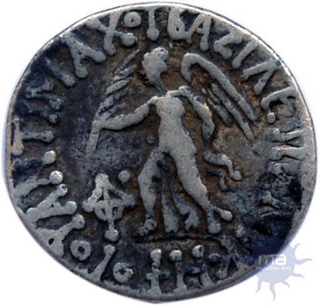 Silver Drachma coin of Antimachus II of Indo Greeks.