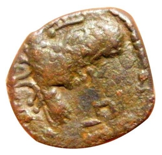 Copper Drachma Coin of Huns Dynasty.