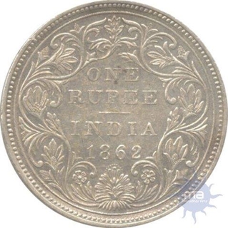 Silver One Rupee Coin of Victoria Empress of 1862.