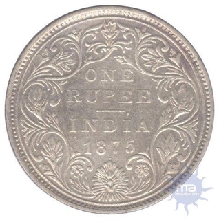 Silver One Rupee Coin of Victoria Queen of 1875.