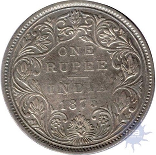 Silver One Rupee Coin of Victoria Queen of 1875.