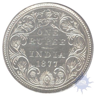 Silver One Rupee Coin of Victoria Queen of 1877.