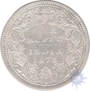 Silver One Rupee Coin of Victoria Queen of Bombay Mint of 1878.