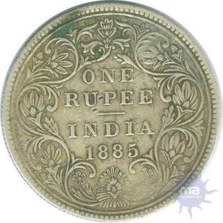 Silver One Rupee Coin of Victoria Queen of Bombay Mint of 1885.