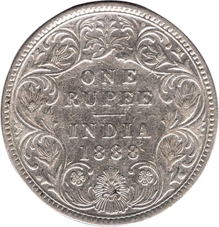 Silver One Rupee Coin of Victoria Empress of 1888.