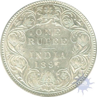 Silver One Rupee Coin of Victoria Queen of Bombay Mint of 1897.