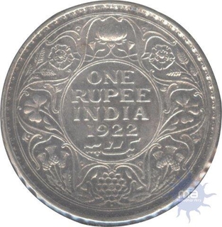 Silver One Rupee Coin of King George V of 1922.