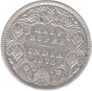 Silver One Rupee Coin of Victoria Queen of Calcutta Mint of 1875.