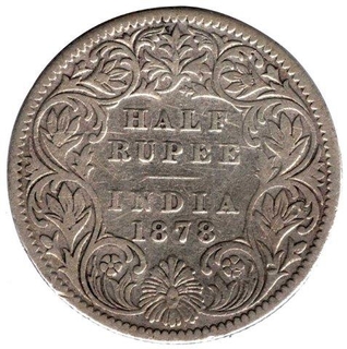 Silver One Rupee Coin of Victoria Empress of Calcutta Mint of 1878.