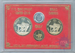 Proof Set of Three coins of Small Farmers of Bombay Mint of the year 1987.