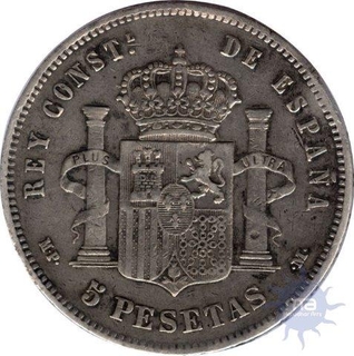 Silver Five Pesetas of Spain of 1888.