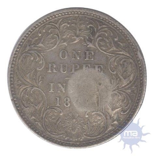 Silver One Rupee of Victoria Empress of Bombay Mint of 18XX.