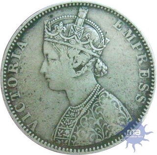 Silver One Rupee of Victoria Empress of Lakhi Brockage.