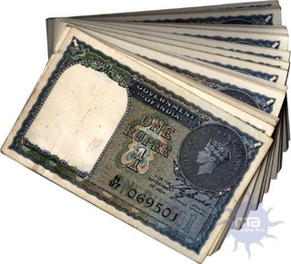 One Rupee Bank Note of King George VI Signed by C.E Jones of 1940.