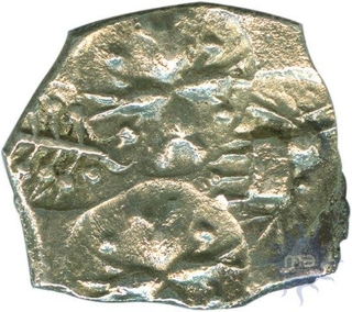 Punch Marked Silver One Fourth Karshapana Coin of Ashmaka Janapada.