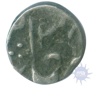 One Eighth Silver Rupee of Mahadji Rao of Shah Alam II of Gwalior.