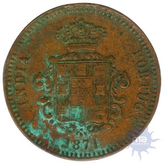 Copper 15 Reis - 1/4 Tanga of Luiz of Indo-Portuguese.