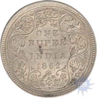 Silver One Rupee Coin of Victoria Queen of 1862.