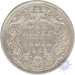 Silver One Rupee Coin of Victoria Queen of 1862.