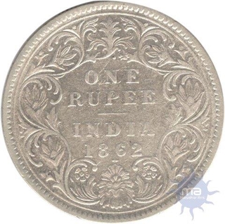 Silver One Rupee Coin of Victoria Queen of 1862.