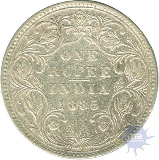 Silver One Rupee Coin of Victoria Empress of Bombay Mint of 1885.