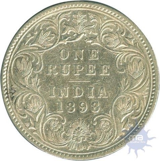 Silver One Rupee Coin of Victoria Empress of Bombay Mint of 1898.