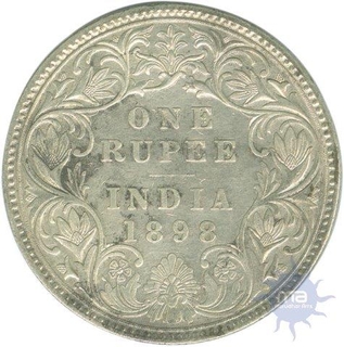 Silver One Rupee Coin of Victoria Empress of 1898.