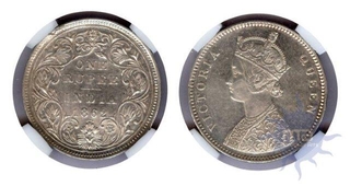 Silver One Rupee Coin of Victoria Empress of Bombay Mint of 1900.