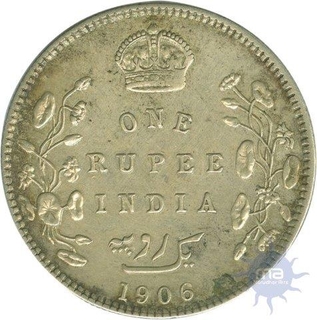 Silver One Rupee Coin of King Edward VII of Bombay Mint of 1906.