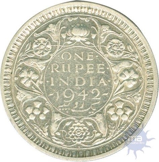 Silver One Rupee Coin of King George VI of Bombay Mint of 1942.