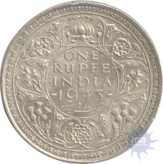 Silver One Rupee Coin of King George VI of Bombay Mint of 1943.