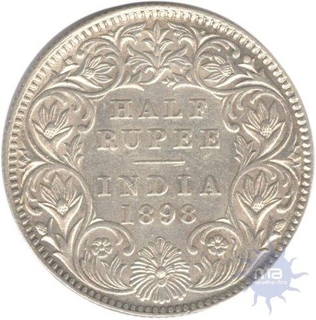 Silver Half Rupee Coin of Victoria Empress of 1898.