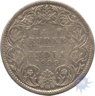 Silver Half Rupee Coin of Victoria Empress of 1899.