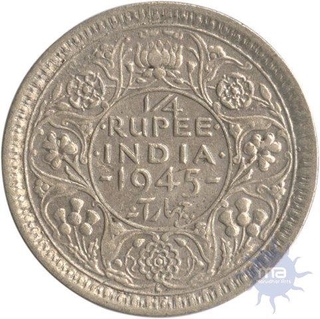 Silver One Fourth Rupee of King George VI of Lahore of 1945.