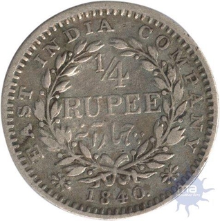 Silver One Fourt Rupee of Victoria Queen of 1840.