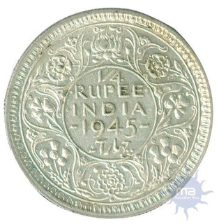 Silver One Fourth Rupee of King George VI of Bombay Mint of 1845.