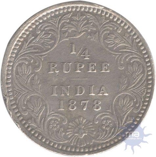 Silver One Fourth Rupee of Victoria Queen of 1878.