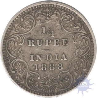 Silver One Fourth Rupee of  Victoria Empress of 1888.