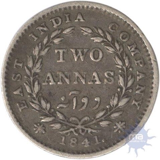 Silver Two Annas of Victoria Queen of 1841.