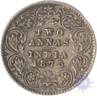 Silver Two Annas of Victoria Queen of 1875.