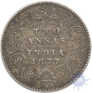 Silver Two Annas of Victoria Empress of 1877.