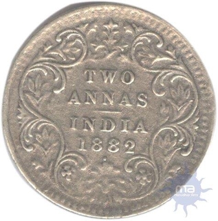 Silver Two Annas of Victoria Empress of 1882.