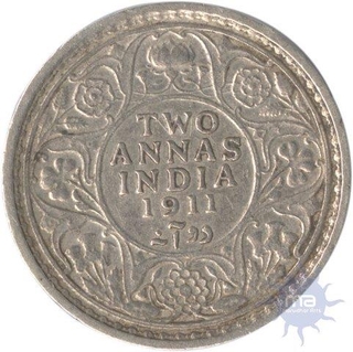 Silver Two Annas of King Edward VI of Calcutta 1911.