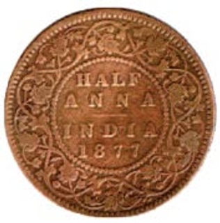 Copper Half Anna of Victoria Empress of 1877.